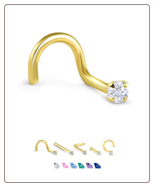 Yellow Gold Nose Jewelry 2mm Round CZ -Choose Your Style