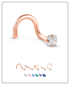 Rose Gold Nose Jewelry 2mm Square CZ -Choose Your Style