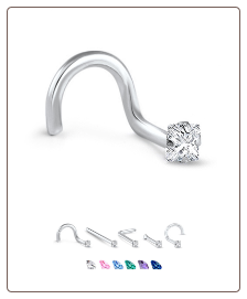 White Gold Nose Jewelry 2mm Square CZ -Choose Your Style