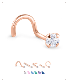 Rose Gold Nose Jewelry 3.5mm Round CZ -Choose Your Style