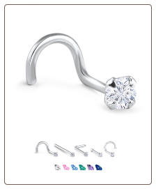 White Gold Nose Jewelry 3.5mm Round CZ -Choose Your Style