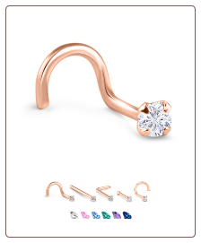 Rose Gold Nose Jewelry 3mm Round CZ -Choose Your Style