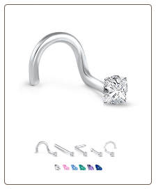 White Gold Nose Jewelry 2.5mm Square CZ -Choose Your Style