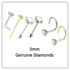 3mm Genuine Diamond Nose Ring