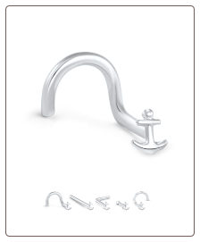 14KT White Gold Nose Stud Anchor - Gauge & Style