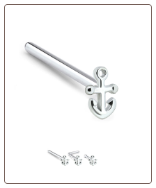 925 Sterling Silver Nose Stud Ring Anchor -Choose Your Style 22G