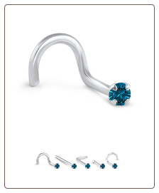 Platinum Genuine Blue Diamond Nose Ring