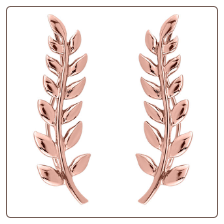Rose Gold 316L Surgical Steel Dangle Ear Vine Pin Wire Stem Leaves 20G