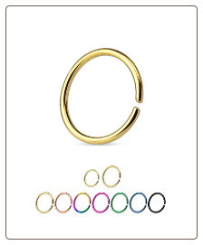 Titanium Anodized 316L Surgical Steel Seamless Annealed Continuous Nose Ring Hoop Choose Your Color & Size 16G