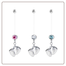 **BLOW OUT SALE** Maternity Pregnancy Navel Ring Feet with CZ 14G