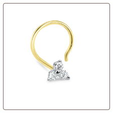 14KT Yellow Gold Nose Screw Stud 3.8mm White Gold Genuine Diamond Trinity 20G 14KT Yellow Gold Nose Screw Stud 3.8mm White Gold Genuine Diamond Trinity 20G