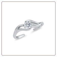 925 Sterling Silver Solitaire Wave CZ Toe Ring