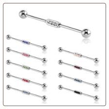 **BLOW OUT SALE** Ear Cartilage Industrial Scaffold Barbell Four CZ 1 1/2" 14G