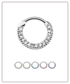 316 Surgical Steel/Brass Hinged Septum Clicker Choose Your Color 16G