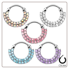 *BLOW OUT SALE* Septum Clicker Helix Nose Ring Hoop CZ Ring 16G