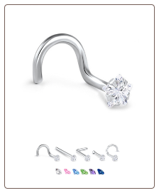 14K White Gold Nose Jewelry Star CZ -Choose Your Style
