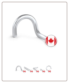 316L Surgical Steel 2mm Canada Flag Nose Stud Ring Choose Your Style 20G