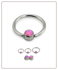 **BLOW OUT SALE** 316L Surgical Steel Nose Ring Hoop Captive Opal - Choose Your Color, Size & Gauge