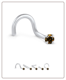 14KT, 18KT, 24KT Yellow, White, Rose Gold or Platinum Genuine Cognac Brown Chocolate Diamond Nose Ring 14KT, 18KT, 24KT Yellow, White, Rose Gold or Platinum Genuine Cognac Brown Chocolate Diamond Nose Ring