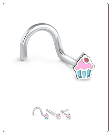 316L Surgical Steel Nose Stud Cupcake 20G