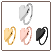 316L Surgical Steel Seamless Nose Ring Helix Daith Ear Cartilage Heart Hoop Choose Your Color 5/16" 20G