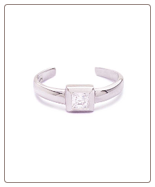 925 Sterling Silver Square Toe Ring