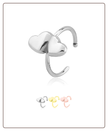 316L Surgical Steel Open Nose Ring Helix Daith Ear Cartilage Double Heart Hoop Choose Your Color 5/16" 20G