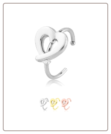 316L Surgical Steel Open Nose Ring Helix Daith Ear Cartilage Heart Hoop Choose Your Color 5/16" 20G