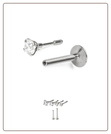 Titanium Labret Style Push Pin Nose Stud, 316L Surgical Steel Insert-Choose Your Size 18G