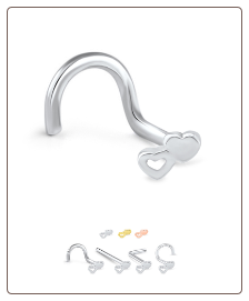 316L Surgical Steel Nose Stud Double Heart 20G