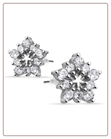 925 Sterling Silver Earrings Snowflake CZ 22G