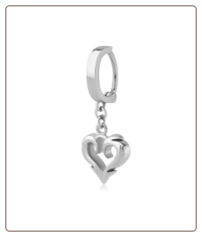316L Surgical Steel Navel Belly Button Clicker Ring Dangle Heart 14G