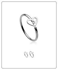 316L Surgical Steel Nose Ring Helix Daith Ear Cartilage Heart Hoop Choose Your Size 20G