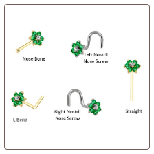 Custom Design Your EMERALD GREEN Flower Nose Ring Stud