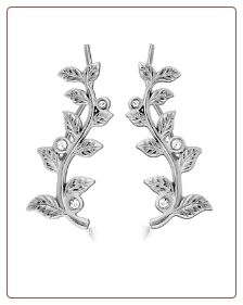 316L Surgical Steel Dangle Ear Vine Pin Wire Stem Leaves 20G