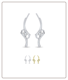 925 Sterling Silver or 18K Gold Plated Ear Vine™ Pin Crawler Wire Stem 20G