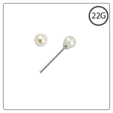 925 Sterling Silver Straight or L Bend 3mm Pearl 22G