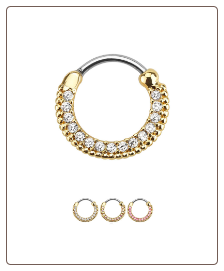 316L Surgical Steel/Brass Gold IP Plated Septum Clicker 16G