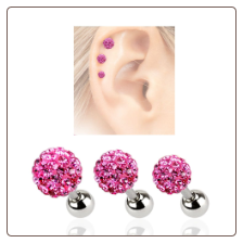 **BLOW OUT SALE** 3 PACK Pink Crystal Balls 316L Surgical Steel Ear Cartilage Helix Jewelry 16G