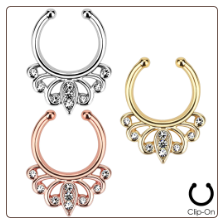 **BLOW OUT SALE** Fake Septum Clicker Hanger Clip On Non Piercing Nose Ring Hoop Filigree