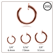 Nose Ring Rose Gold Plated Surgical Steel Open Hoop 16G