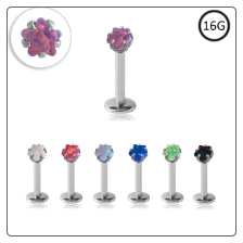 **BLOW OUT SALE** Surgical Steel Labret Monroe Stud Ring 6mm Screw Post Choose Your Opal Star 16G