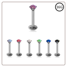 **BLOW OUT SALE** Surgical Steel Labret, Monroe Stud Ring 8mm Screw Post Choose Your Opal 16G
