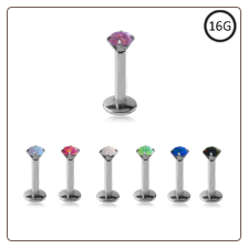 **BLOW OUT SALE** Surgical Steel Labret, Monroe Stud Ring 6mm Screw Post Choose Your Opal 16G