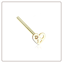 Gold Plated 316L Surgical Steel Pretzel Heart Nose Stud Choose Your Style 20G