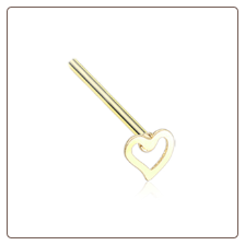 Gold Plated 316L Surgical Steel Heart Nose Stud Choose Your Style 20G
