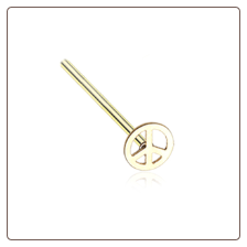 Gold Plated 316L Surgical Steel Peace Sign Nose Stud Choose Your Style 20G