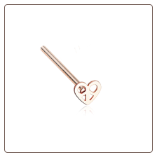 Rose Gold Plated 316L Surgical Steel Pretzel Heart Nose Stud Choose Your Style 20G
