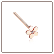 Rose Gold Plated 316L Surgical Steel Plumeria Flower Nose Stud Choose Your Style 20G