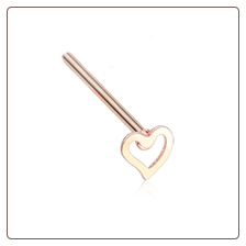 Rose Gold Plated 316L Surgical Steel Heart Nose Stud Choose Your Style 20G
